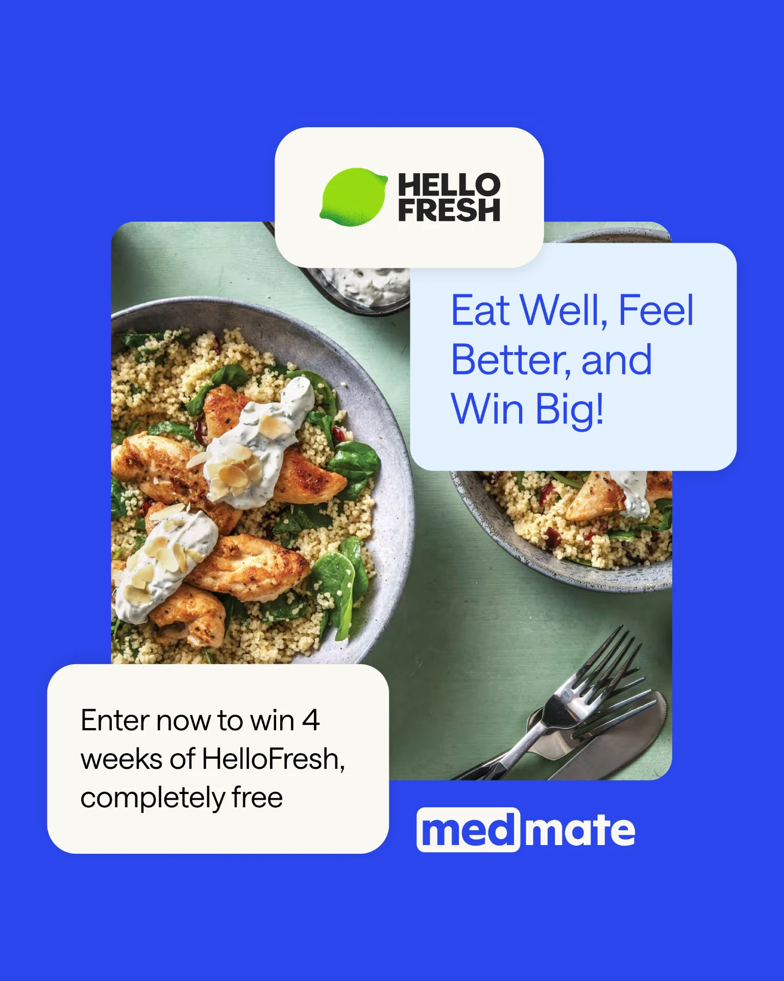Medmate and HelloFresh partnership competition creative
